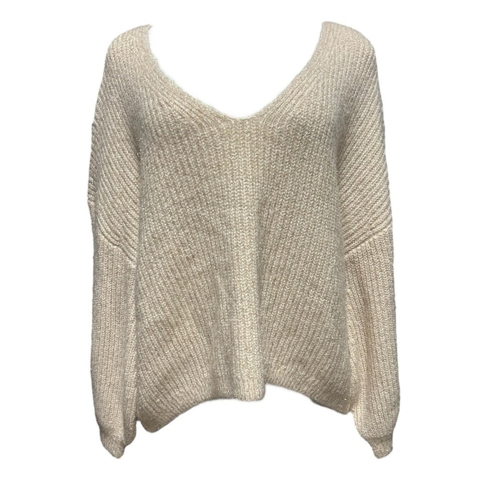 Boden Womens Sweater Knit Size 12 Beige Ivory Gold Sparkle Pullover NWT‎
